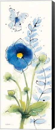 Framed Independent Blooms Blue V Print