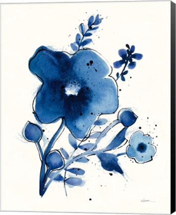 Framed Independent Blooms Blue I Print