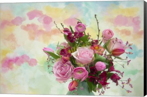 Framed Bouquet and Watercolors Print