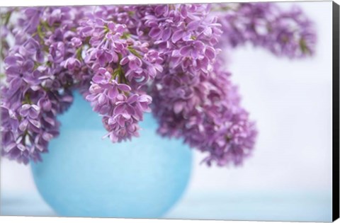 Framed Lilacs in Blue Vase III Print