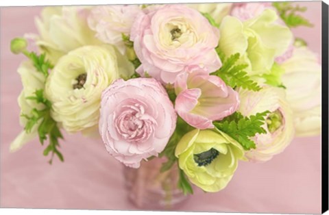 Framed Pink and Lime Spring Bouquet I Print