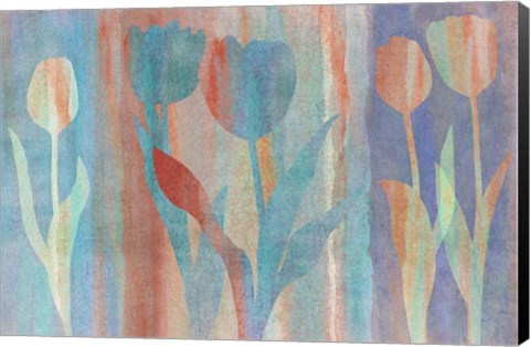 Framed Dancing Tulips Blue Pink Print