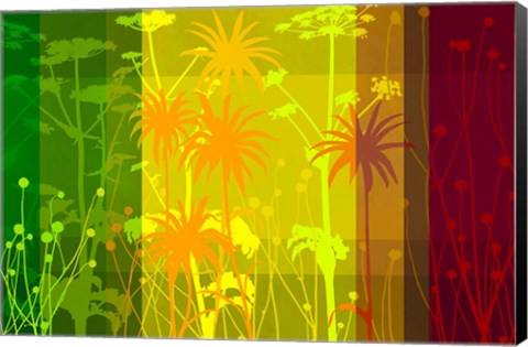 Framed Flower Shades Green Yellow Red Print