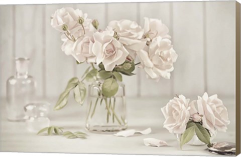 Framed Vintage Roses in Antique Glass Print