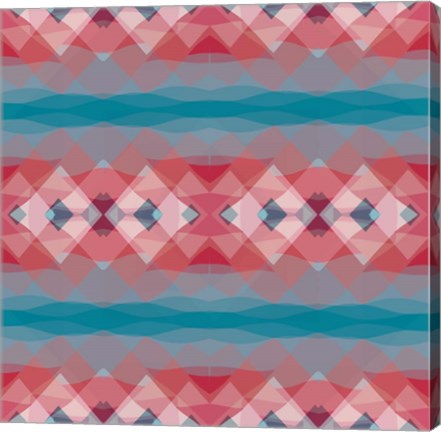 Framed Ethnic Pattern Red Blue Print