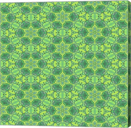 Framed Stained Glass Green Pattern Print