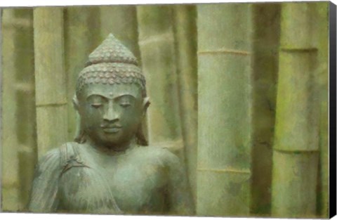 Framed Bronze Buddha With Bamboo Print