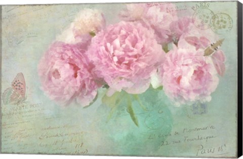 Framed Peonies Paris Vintage Print