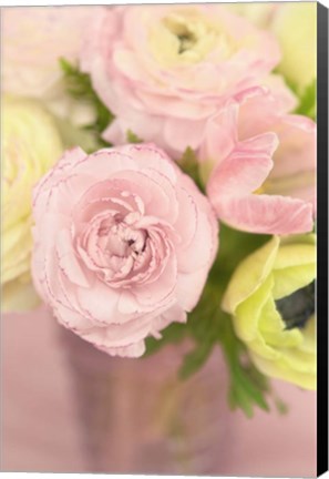 Framed Pink and Lime Spring Bouquet II Print