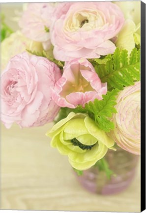Framed Pink and Lime Spring Bouquet III Print