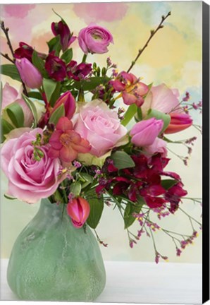 Framed Red and Pink Bouquet Print