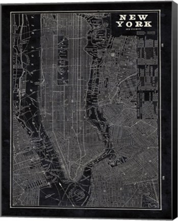 Framed Blueprint Map New York Print