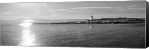 Framed Lighthouse Sound Black and White Crop Print