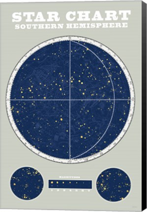 Framed Southern Star Chart Blue Gray Print