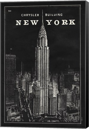 Framed Blueprint Map New York Chrysler Building Black Print