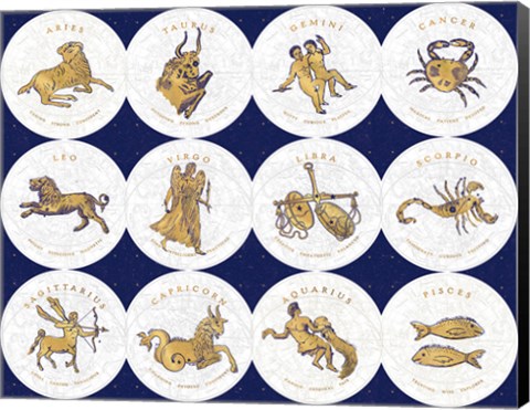 Framed Gilded Zodiac Signs Print