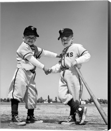 Framed 1960s Pair Of Little Leaguers In Uniform Print