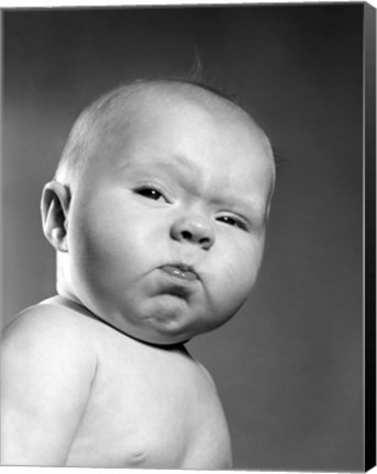 Framed 1950s Head Shot Of Baby Print