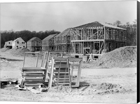 Framed 1950s Suburban Housing Development Under Construction Print