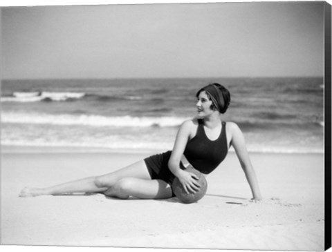 Framed 1920s Woman In Bathing Suit Print