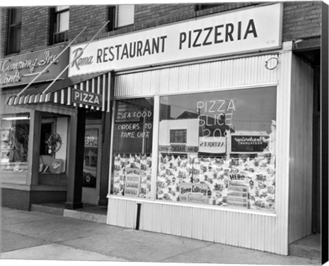 Framed 1960s Restaurant Pizzeria Storefront Print