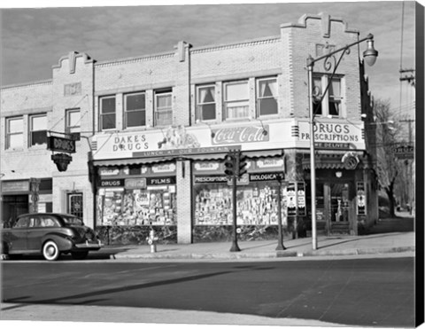 Framed 1940s Storefront Drugstore Windows Full Of Products Print