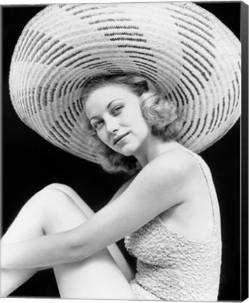 Framed 1930s Blonde Woman Wearing Bathing Suit Print