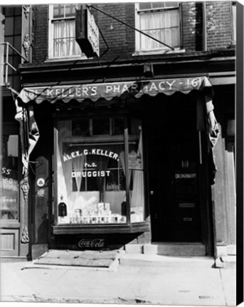 Framed 1930s Pharmacy Storefront Print