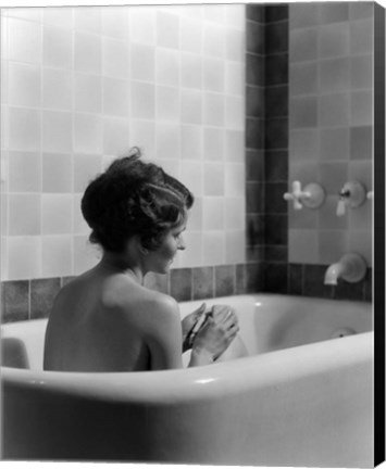 Framed 1920s 1930s Woman Sitting In Bath Tub Print