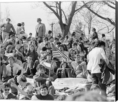 Framed 1970s April 22 1970 Crowd Attending The First Earth Day Print