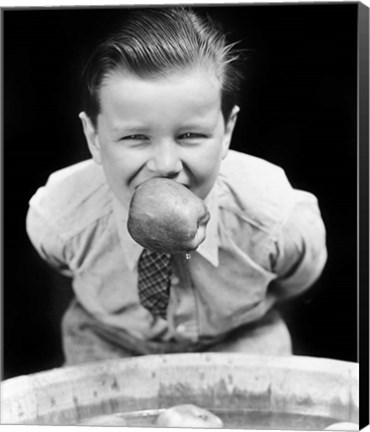 Framed 1930s Boy Bobbing For Apples Print