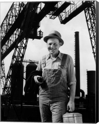 Framed 1930s Man Worker With Lunch Pail Print