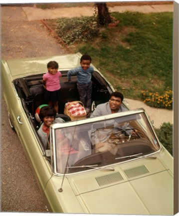 Framed 1970s African American Family Seated In Convertible Car Print