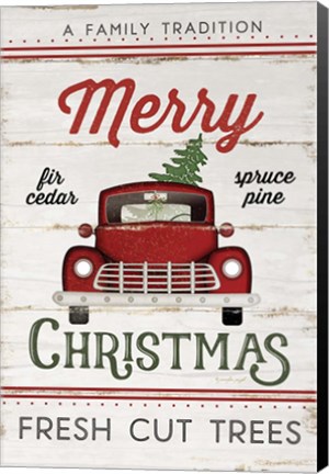 Framed Vintage Truck Merry Christmas Print