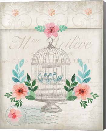 Framed French Spring Birdcage Print