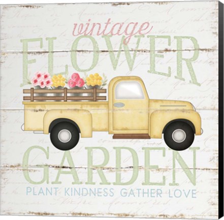 Framed Vintage Flower Garden Truck Print