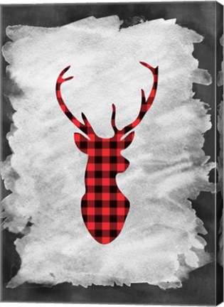 Framed Plaid Deer Head Print
