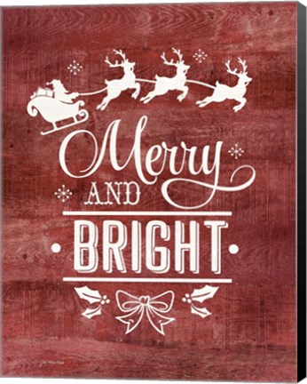Framed Merry &amp; Bright Santa Print