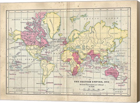 Framed Vintage British Empire Map Print