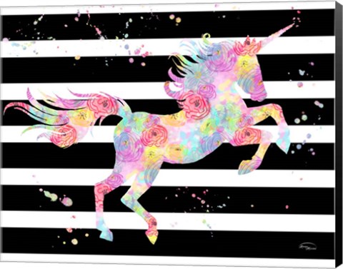 Framed Unicorn Stripes Print