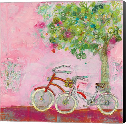 Framed Pink Bicycles Print