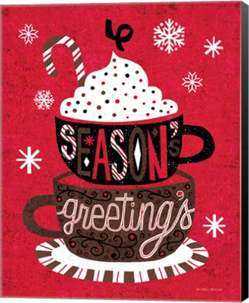 Framed Festive Holiday Cocoa Seasons Greetings Print