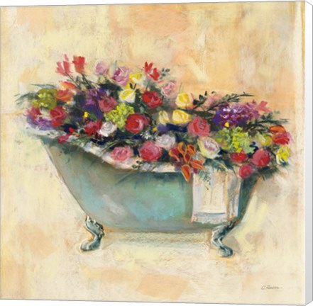 Framed Bathtub Bouquet I Print