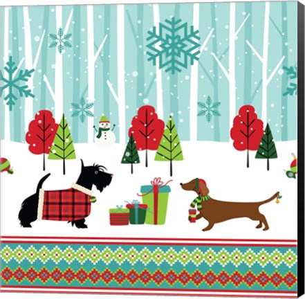 Framed Winter Pet Scene Print