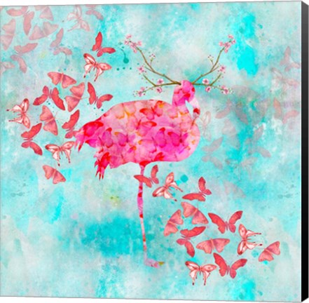 Framed Flamingo Flower Print