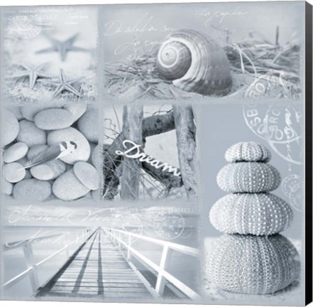 Framed Seaside Collage I Print