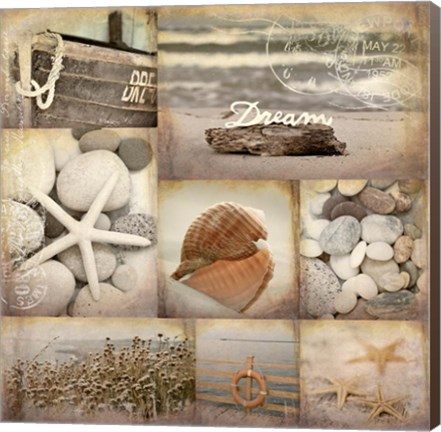 Framed Sepia Seaside Collage II Print