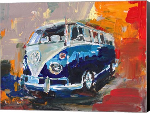 Framed Dark Blue Campervan Print