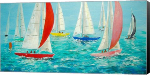 Framed Mermaids Racing Print