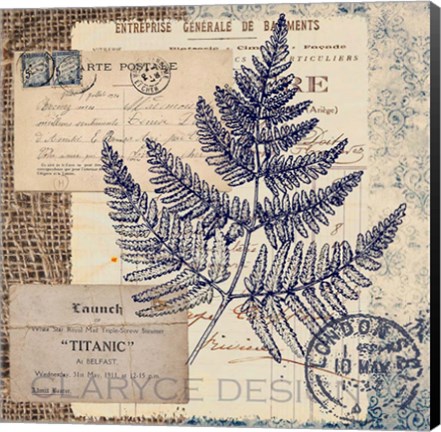 Framed Blue Fern Stamp Print